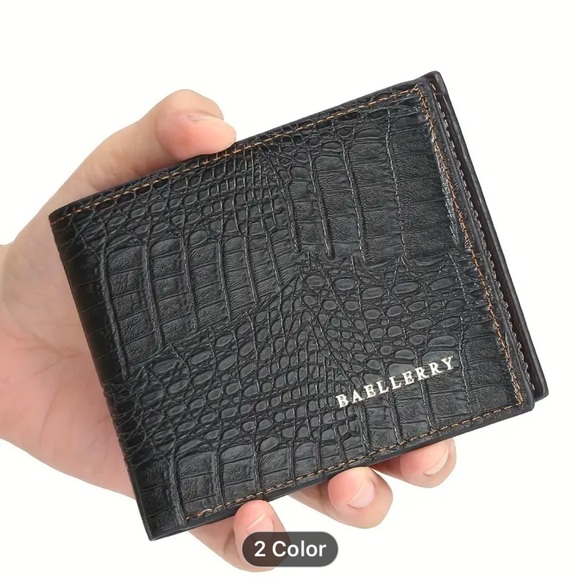 Men's Leather Wallet, Crocodile print. NWT - Picture 3 of 7